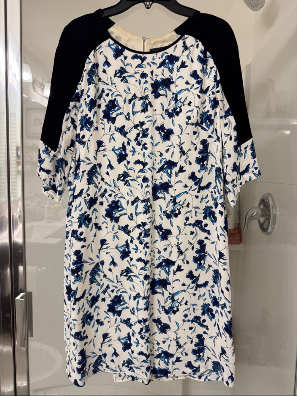 French Connection Blue Floral Raglan Sleeve Dress
